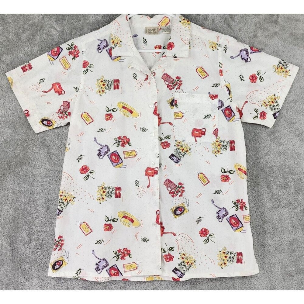 Specialty Collection Shirt Womens Medium Seeds For The Garden Button Up‎ Vintage